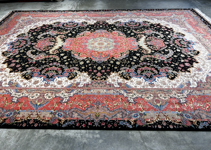8'2"x11'7'' Hand-Knotted Very Fine Silk & Wool Pile Tabrize Benam Area Rug