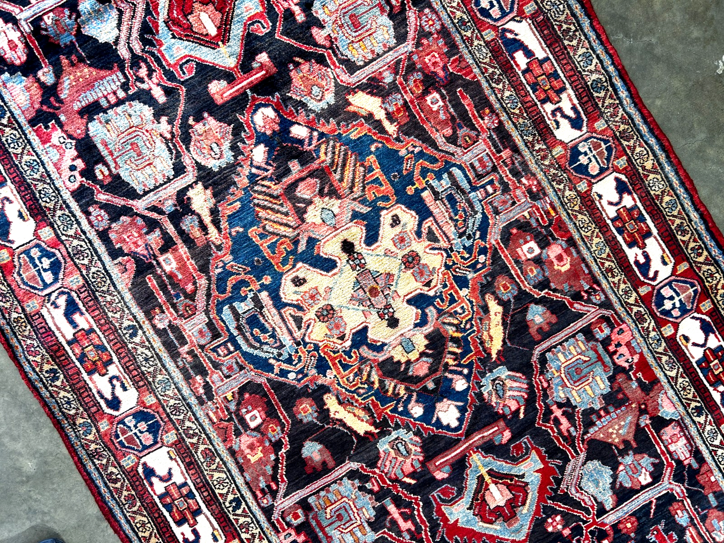 5'2" x 9'2" Hand-Knotted 100% Wool Pile Hamadane Area Rug - Carpet