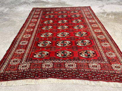 3'x4'2" Hand-Knotted 100% Wool Pile Turkaman Bokhara Rug