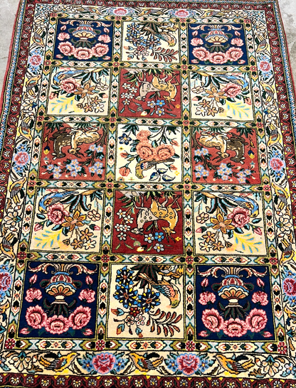 3'5"x5'2" Hand-Knotted 100% Lamb Wool Bakhtiarie Carpet - Area Rug