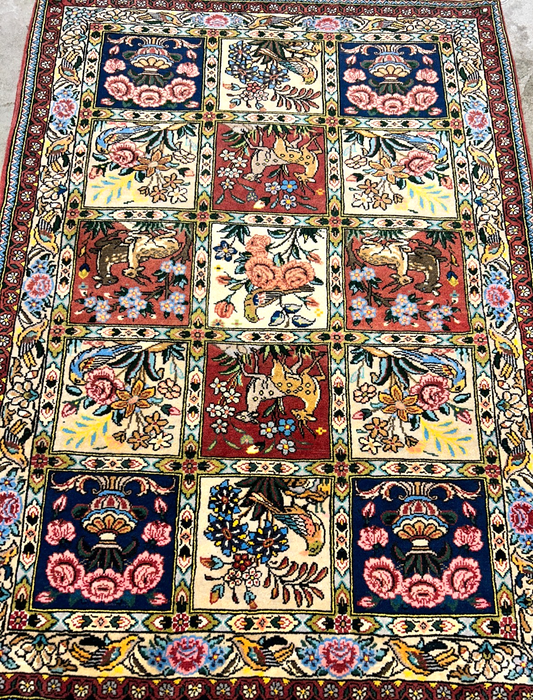 3'5"x5'2" Hand-Knotted 100% Lamb Wool Bakhtiarie Carpet - Area Rug