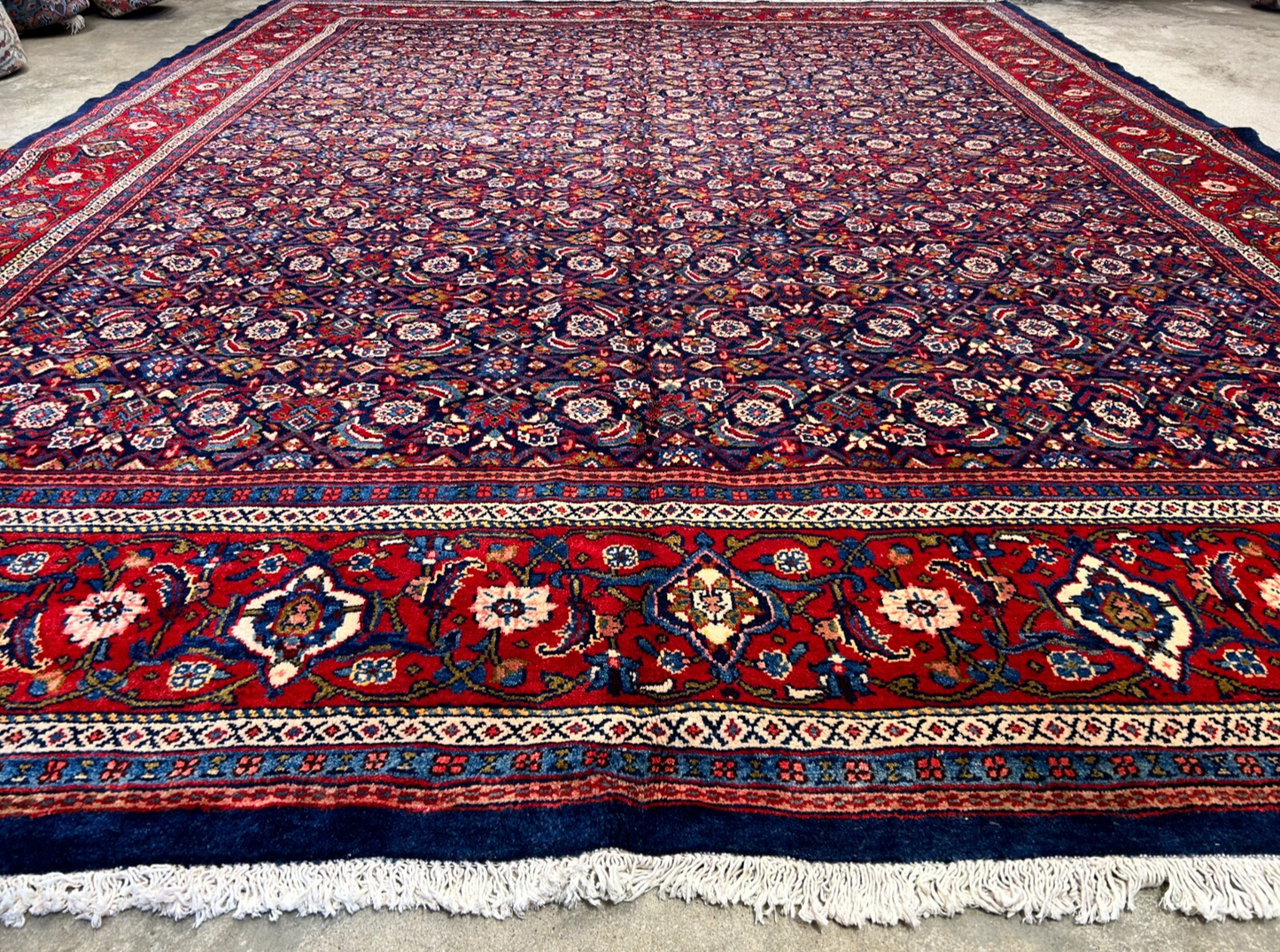 10'5"x14' Hand-Knotted 100% Wool Pile All-over Herati Rug