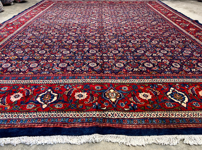 10'5"x14' Hand-Knotted 100% Wool Pile All-over Herati Rug