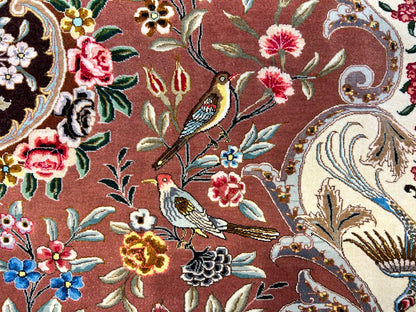 6'9"x9'10" Extra-Fine Hand-Knotted Wool & Silk Blend Tabrize Carpet - Area Rug