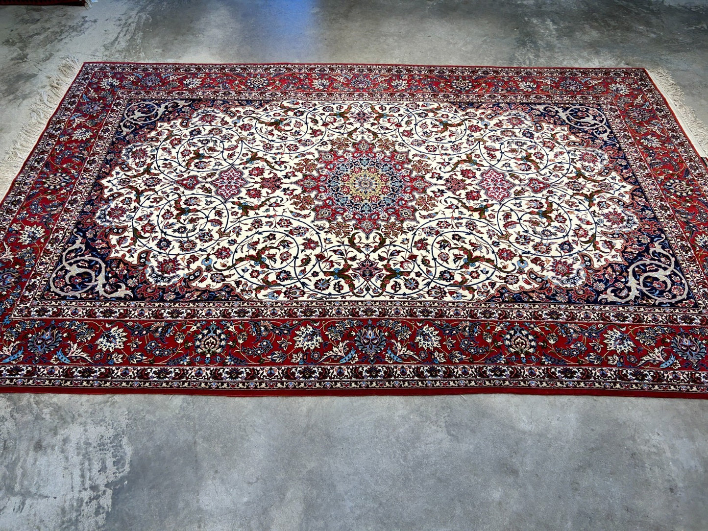 6'6"x10'2" Extra-Fine Hand-Knotted Wool & Silk  Isfahane Seirafian Rug - Signed