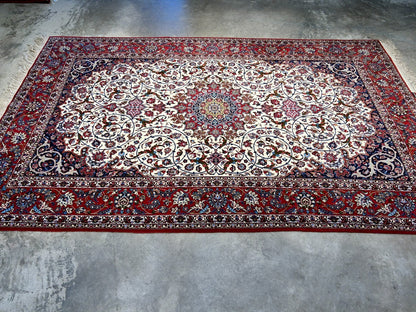 6'6"x10'2" Extra-Fine Hand-Knotted Wool & Silk  Isfahane Seirafian Rug - Signed