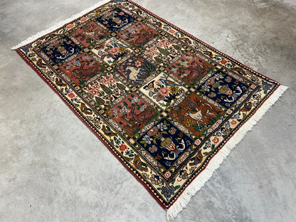 3'5"x5'2" Hand-Knotted 100% Wool Pile Bakhtiarie Area Rug - Carpet