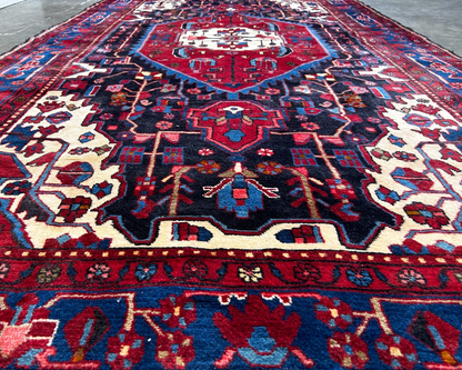 5'8" x 10'11" Hand-Knotted 100% Lamb Wool Pile Hamadane Area Rug - Carpet