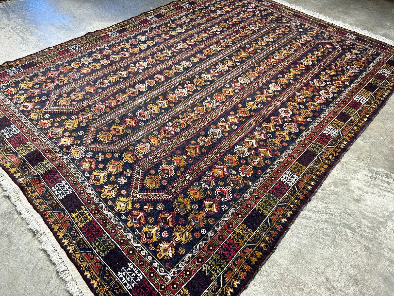 6'5"x8'9" Hand-Knotted 100% Wool Pile Balouchi Carpet - Area Rug