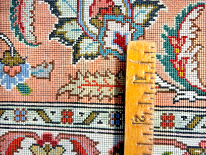 6'5"x6'7" Fine Hand-Knotted Wool & Silk Tabrize Rug - Area Carpet