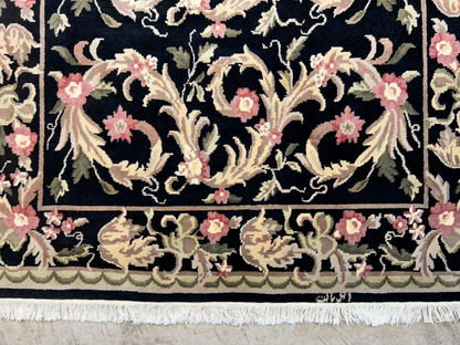 6'x9'2" Hand-Knotted 100% Wool Pile Indo-Tabati Carpet - Area Rug