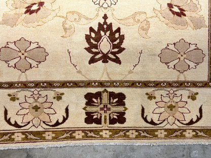 7'0"x9'3" Hand-Knotted 100% Wool Pile Indian Arut Carpet - Area Rug