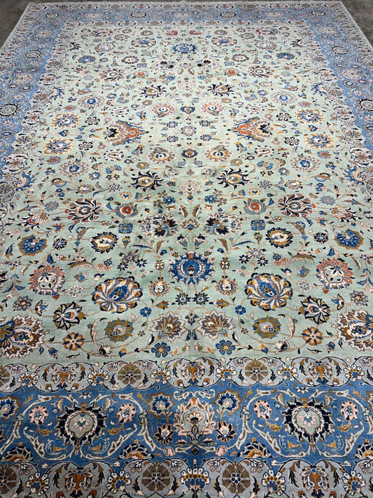 10'6"x14'6" Hand-Knotted 100% Wool Pile Kashane Rug