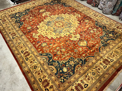 11'11"x15'5" Hand-Knotted 100% Wool Pile Herize Area Rug - Carpet