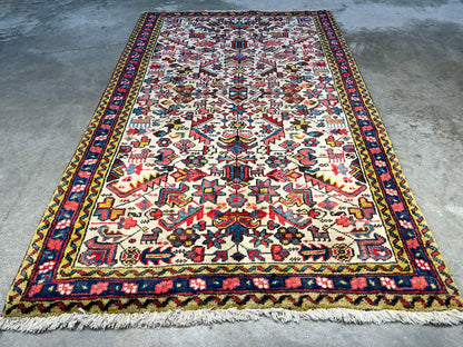 3'2"x5' Antique Hand-Knotted 100% Wool Pile Herize Bakhshayesh Rug