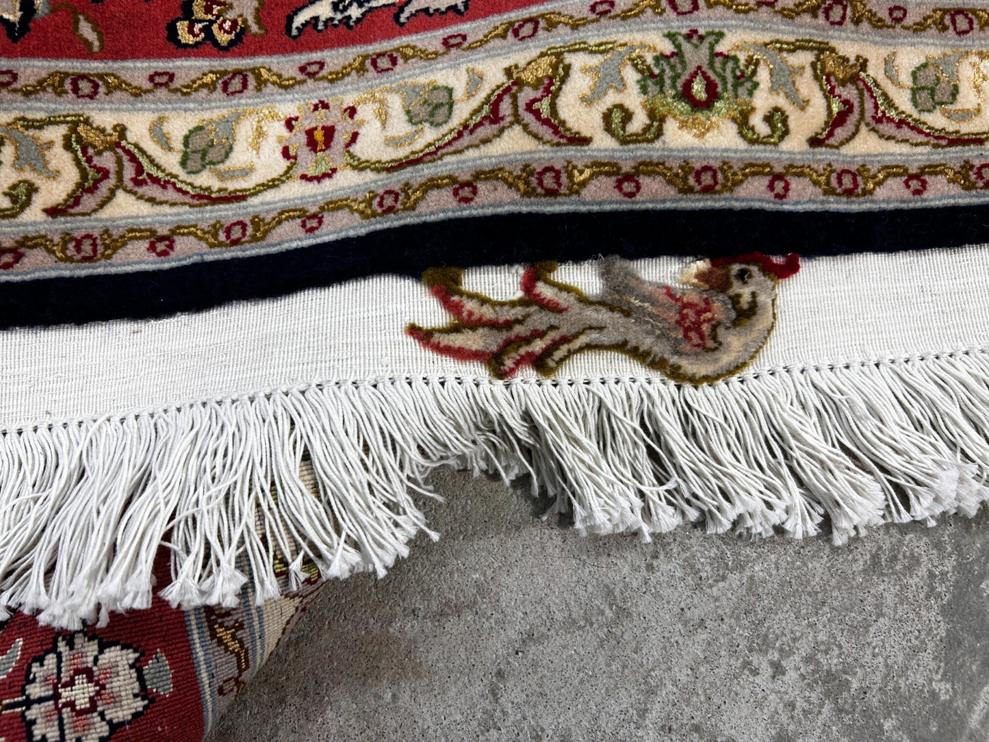 8'7"x12'3" Very Fine Hand-Knotted Wool & Silk Tabrize Area Rug - Carpet