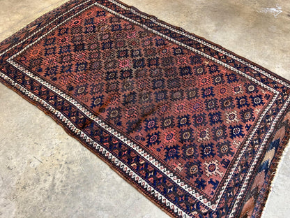 3'5"x5'9" Antique Hand-Knotted 100% Wool Senneh Area Rug - Carpet