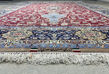 6'10"x10'4"Extra Fine Hand-Knotted Wool & Silk Isfahane Rug - Area Carpet