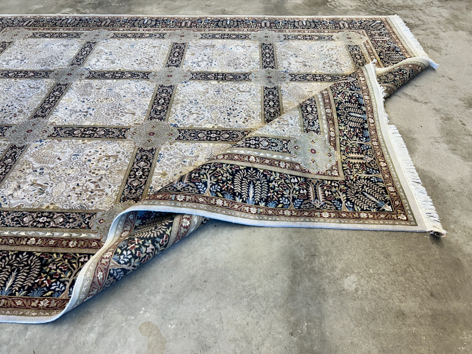 9'2"x12'4" Fine Hand-Knotted 100% Wool Pile Floral Carpet - Area Rug