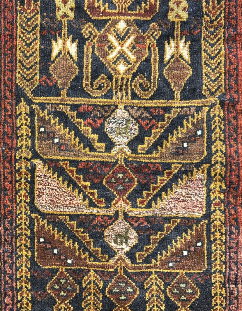 3'10"x6'3" Vintage Hand-Knotted 100% Wool Pile Oriental Area Rug - Carpet