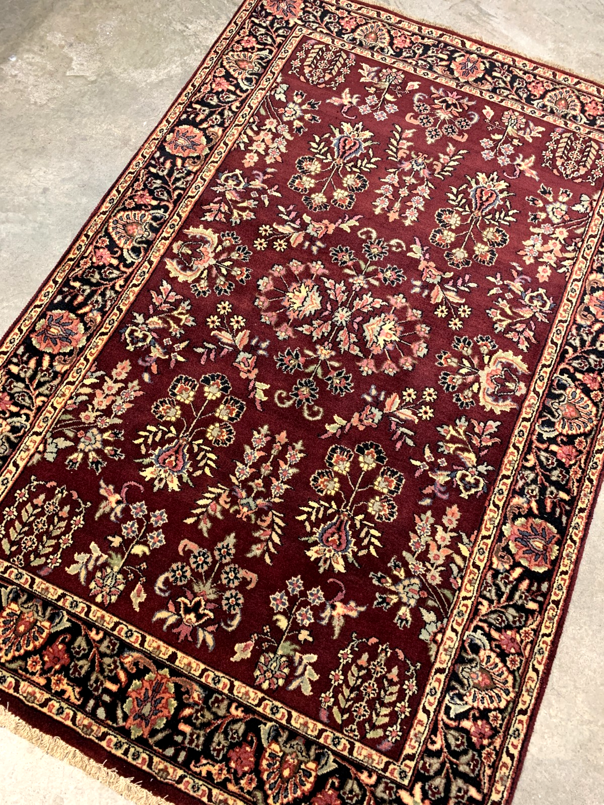 3'11" x 5'10" Hand-Knotted 100% Wool Pile Indian Area Rug - Carpet