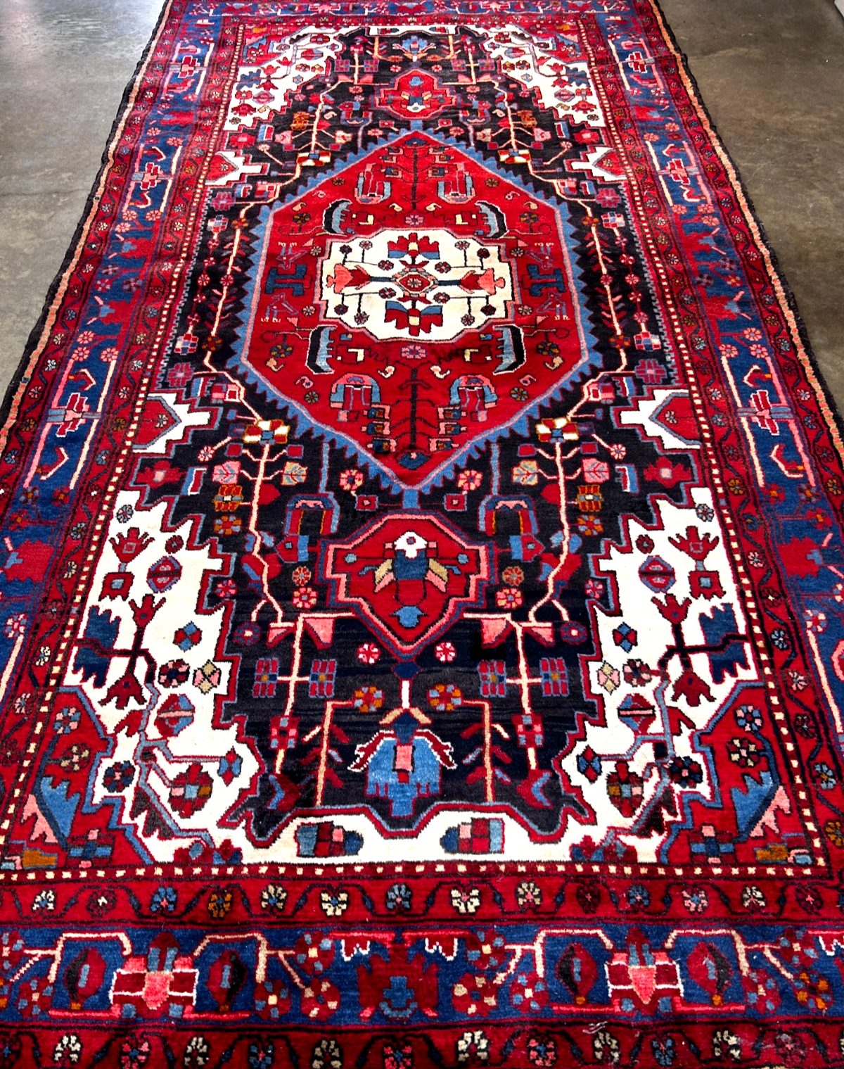 5'8" x 10'11" Hand-Knotted 100% Lamb Wool Pile Hamadane Area Rug - Carpet