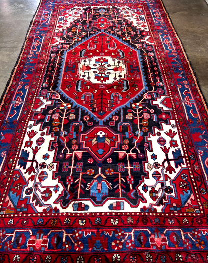 5'8" x 10'11" Hand-Knotted 100% Lamb Wool Pile Hamadane Area Rug - Carpet