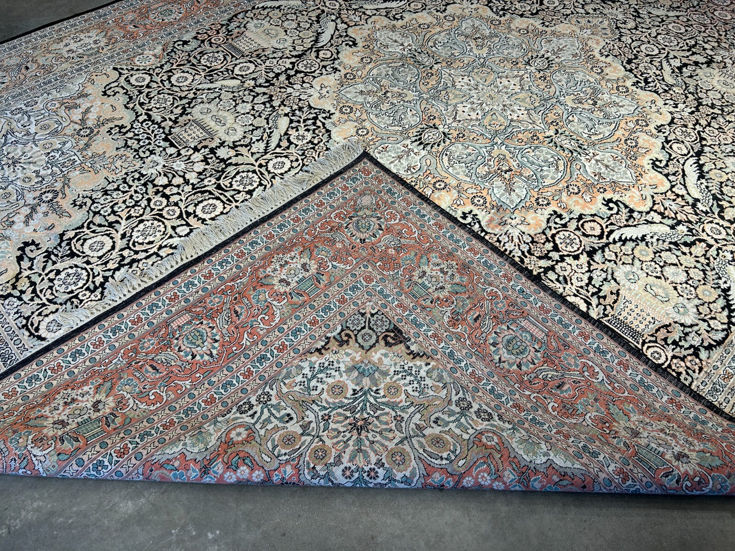 9'x12'6" Hand-Knotted 100%  Kashmiri Silk Pile Area Rug
