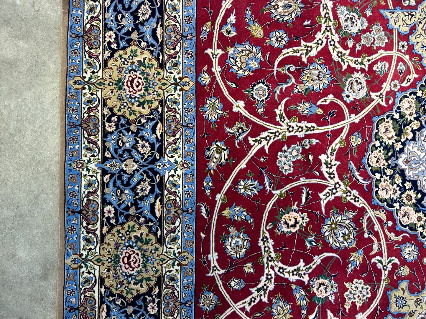 6'10"x10'4"Extra Fine Hand-Knotted Wool & Silk Isfahane Rug - Area Carpet