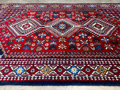 3'3"x5' Hand-Knotted 100% Wool Pile Yalamehe Rug