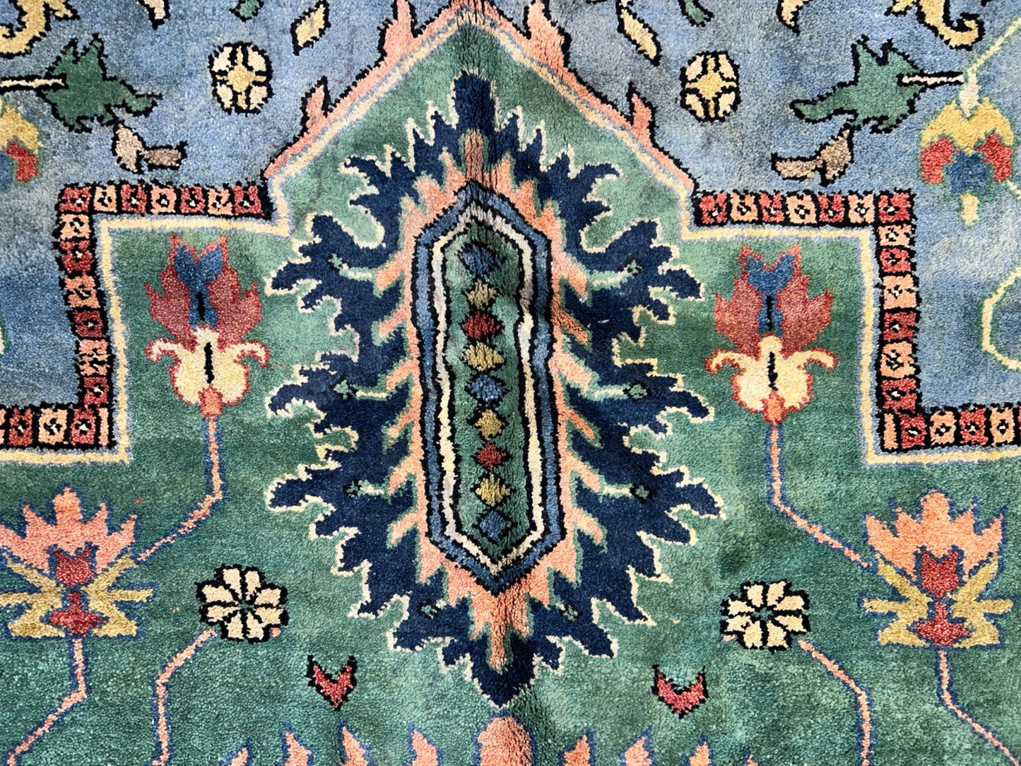 11'11"x15'11" Hand-Knotted 100% Wool Pile Herize Area Rug - Carpet