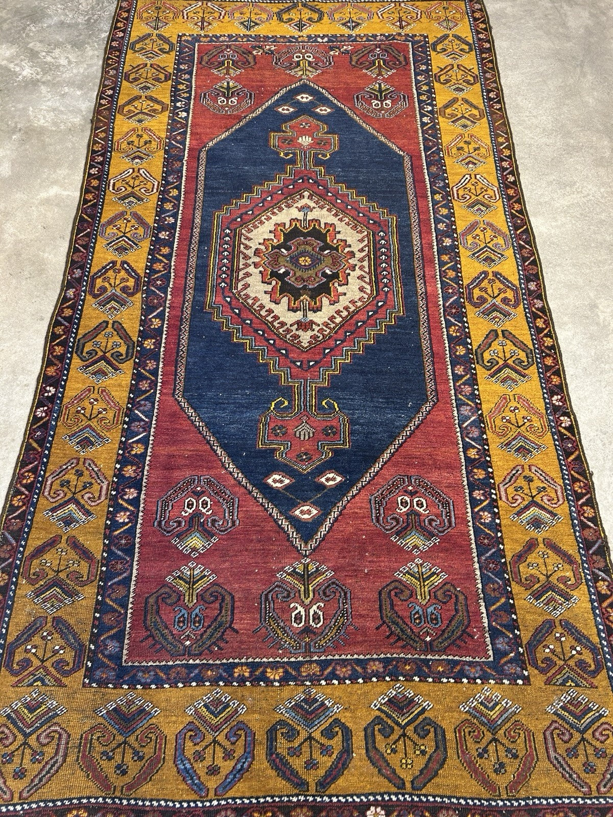 4'2"x8'1" Antique Hand-Knotted 100% Wool Pile Kazak Caucasian Area Rug - Carpet