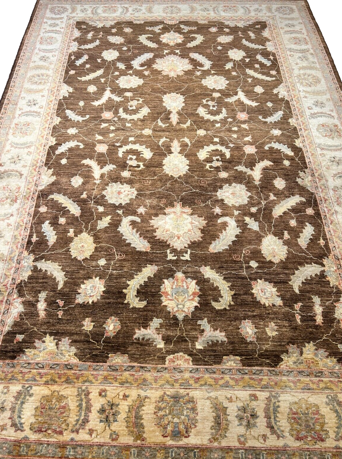 6'3"x9'7" Hand-Knotted 100% Wool Pile Peshawar Carpet - Area Rug
