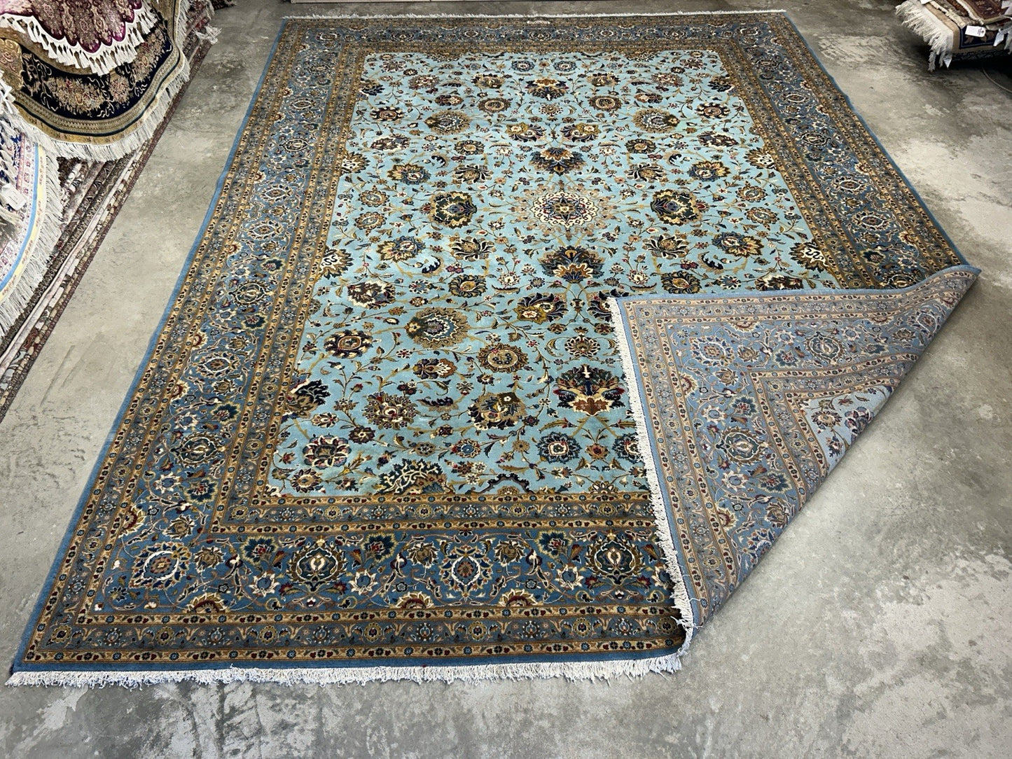 10’8”x14’2” Very Fine Hand-Knotted 100% Wool Pile Kashane Area Rug - Signed