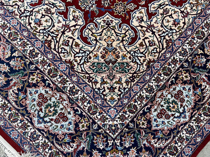 8'1"x11'9" Extra Fine Hand-Knotted Wool & Silk Isfahane Rug