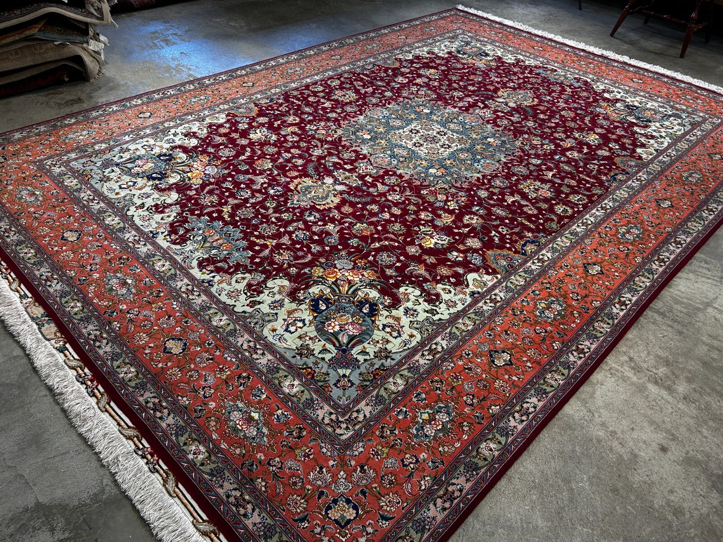 8'x11'7" Extra-Fine 70 Line Silk Foundation Hand-Knotted Wool & Silk Tabrize Rug