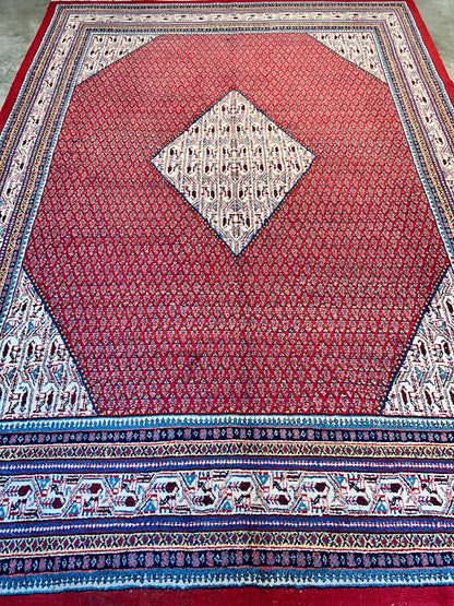 8'5"x12'1" Hand-Knotted 100% Wool Pile Hamadane Rug