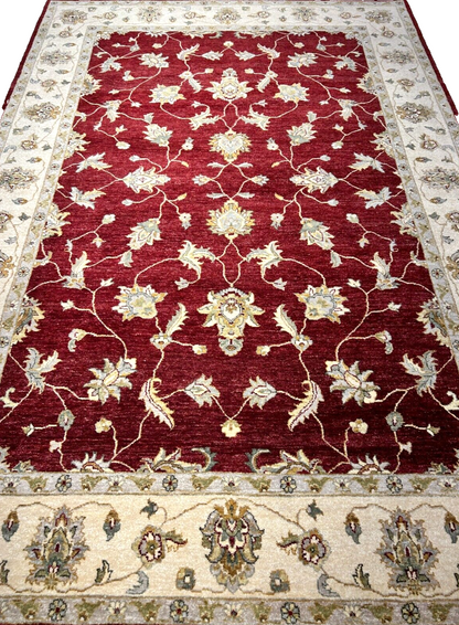 6'7"x9'9" Hand-Knotted 100% Wool Pile Indian Agra Carpet - Area Rug