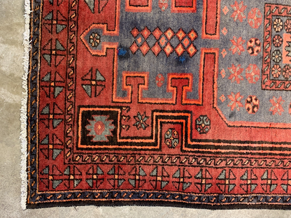 4'2" x 6'5" Antique Hand-Knotted 100% Wool Pile Hamadane Area Rug