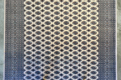 9'3"x12'6" Hand-Knotted 100% Wool Pile Bokhara Rug