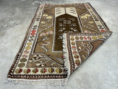 3'5"x5'3" Hand-Knotted 100% Wool Pile Kazak Area Rug - Carpet