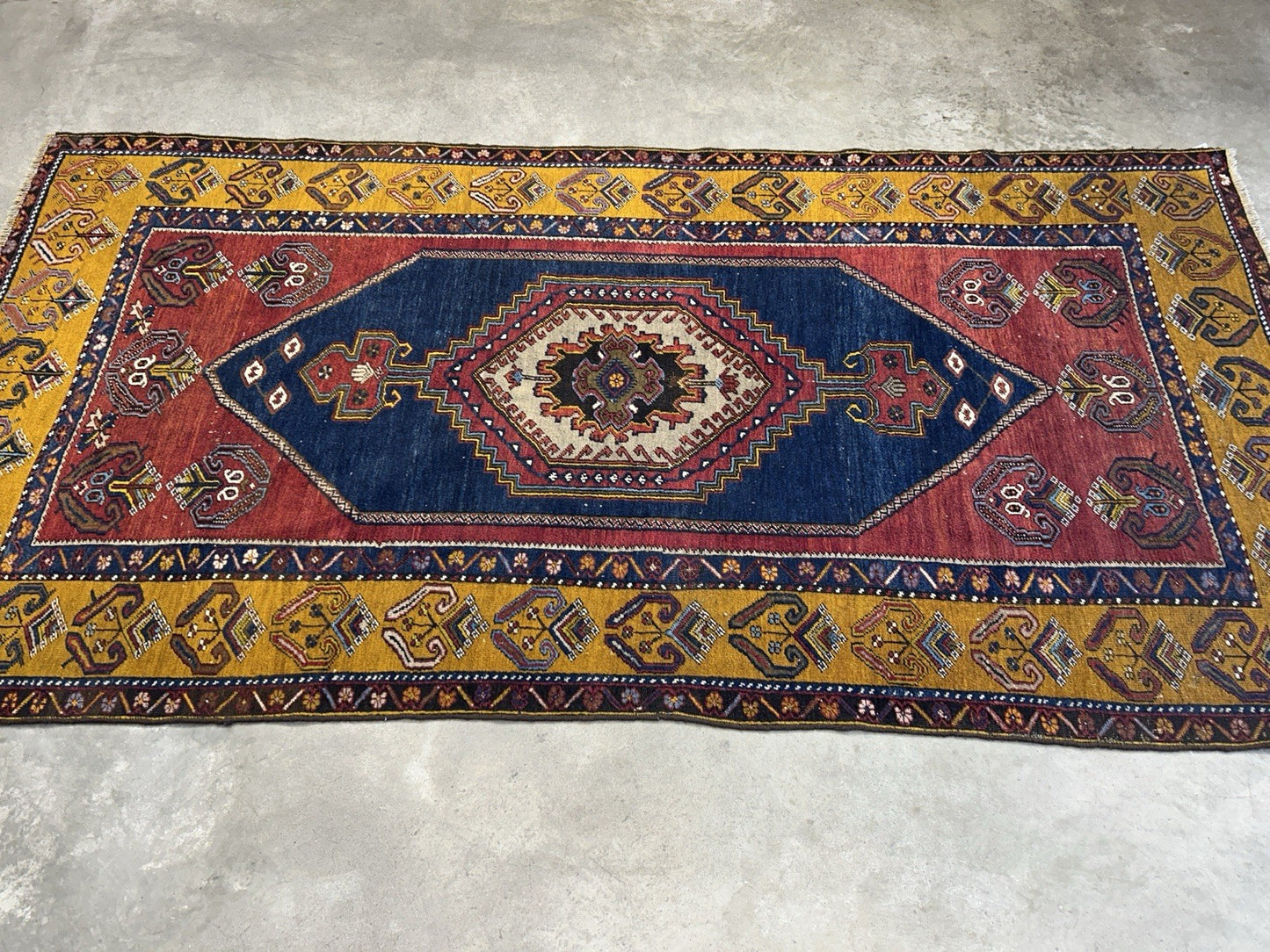 4'2"x8'1" Antique Hand-Knotted 100% Wool Pile Kazak Caucasian Area Rug - Carpet