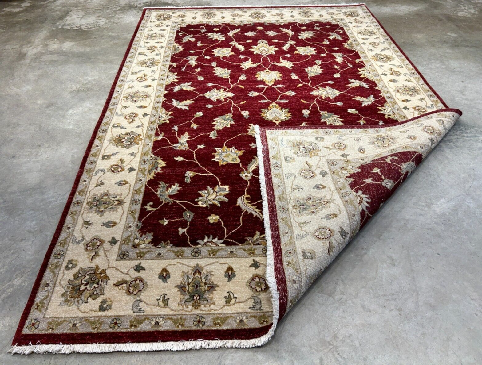 6'7"x9'9" Hand-Knotted 100% Wool Pile Indian Agra Carpet - Area Rug