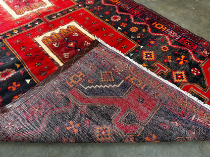 4'10" x 9'5" Hand-Knotted 100% Wool Pile Hamadane Area Rug - Carpet