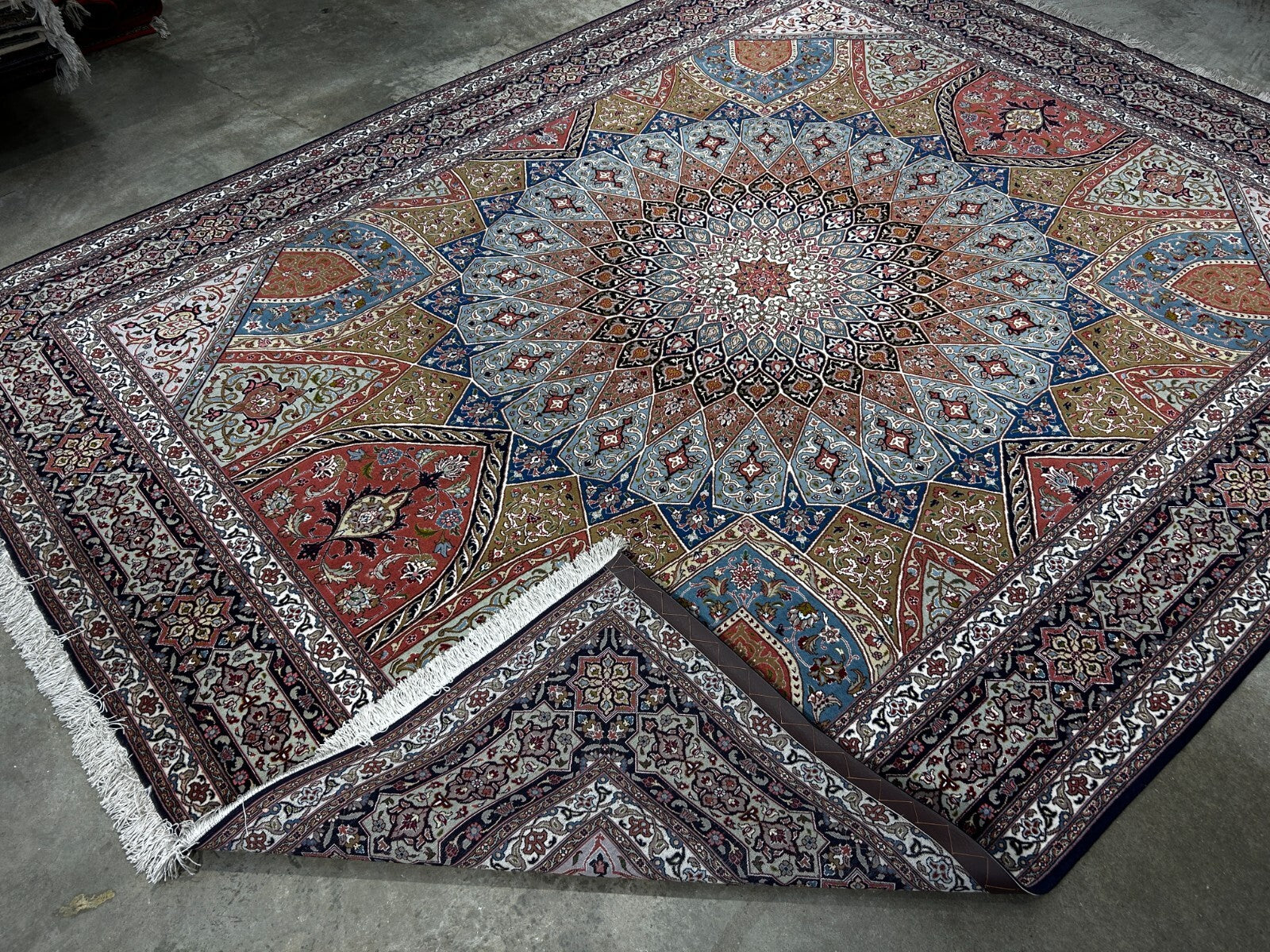8'3"x10'5" Very Fine Hand-Knotted Wool & Silk Tabrize Rug