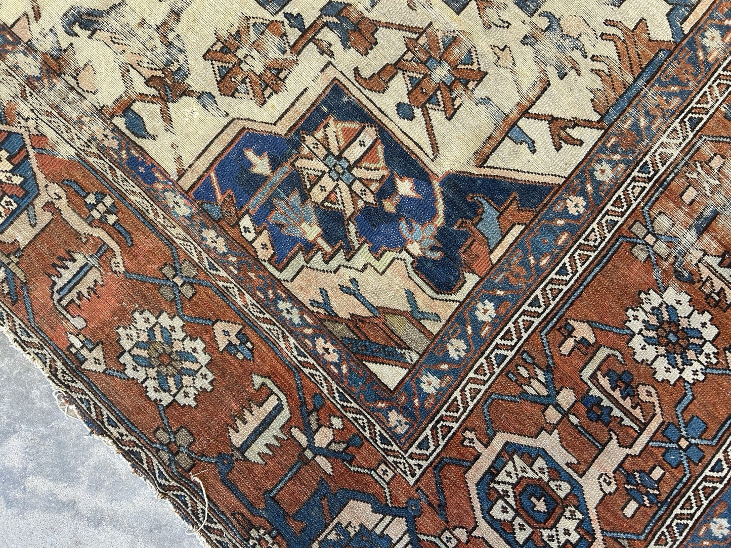 Collector Item- 10’5”x12’8” Old Antique Hand-Knotted Wool Pile Serapie Area Rug