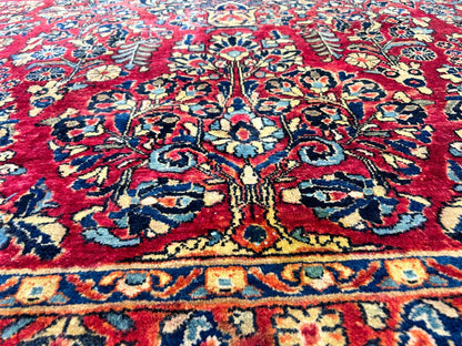 9'3"x12'7" Antique Fine Lamb Wool Sarouke Rug Hand-knotted Carpet