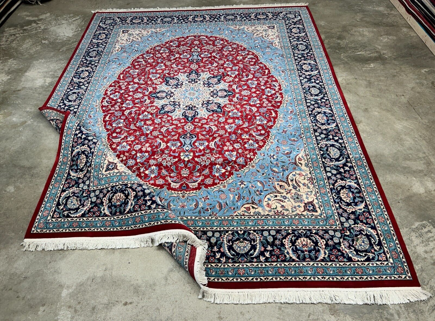 9'1" x 11'11" Very Fine Hand-Knotted 100% Wool Carpet - Tabrize Design Area Rug