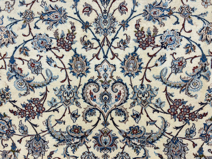 6'9"x10'7" Extremely Fine Hand-Knotted Wool & Silk Blend Naine Carpet - Area Rug