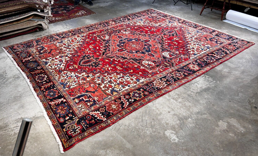8'2" x 11'1'' Hand-Knotted 100% Wool Pile Herize Area Rug